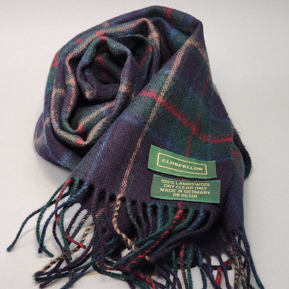 100% Lambswool Plaid Scarf - Clubfellow Brand - Picture 1 of 6
